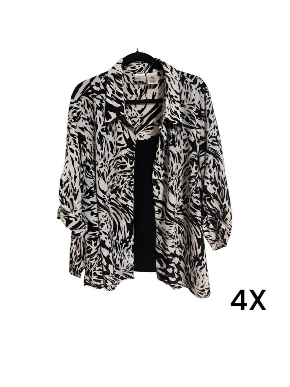 Just My Size Black and White Blouse